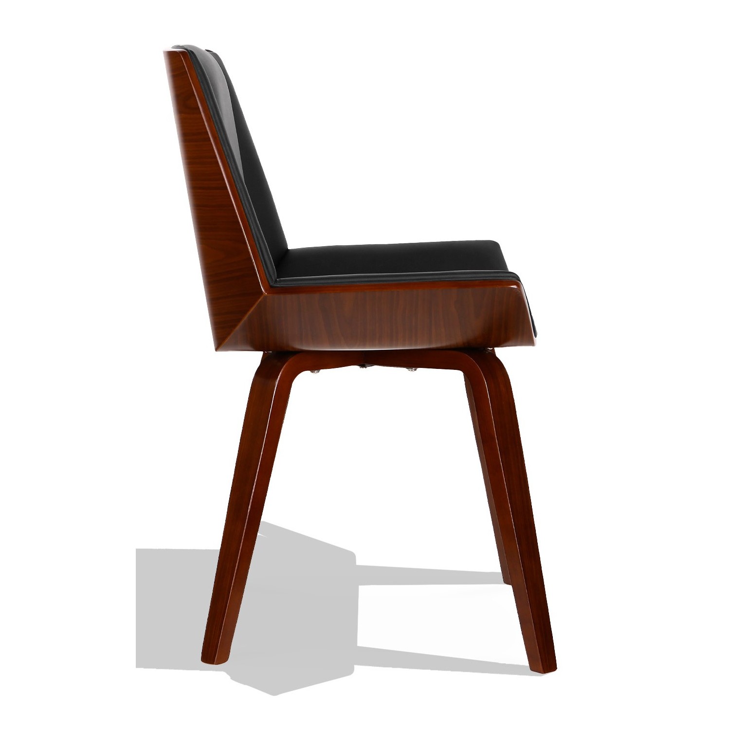 Cadeira Nordic Plywood S com almofada de couro sintético e nogueira