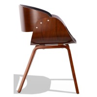 Chaise Nordic Burrow S avec coussin en similicuir en bois de noyer