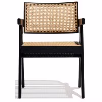 Sedia Compass con braccioli in legno di teak e rattan naturale