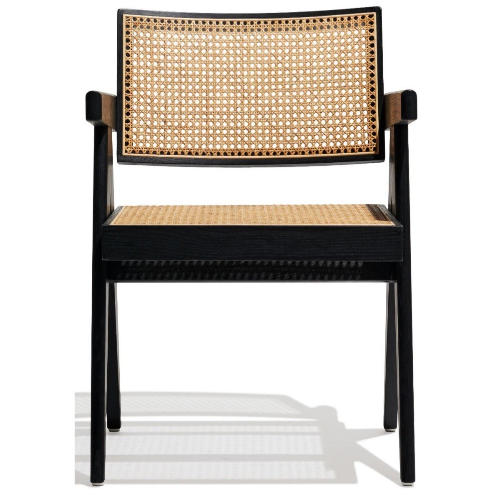 Sedia Compass con braccioli in legno di teak e rattan naturale