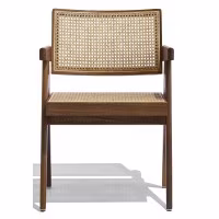 Sedia Compass con braccioli in legno di teak e rattan naturale