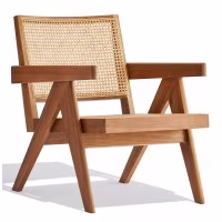 Poltrona Compass con braccioli in legno di teak e rattan naturale