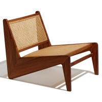 Sillón lounge Compass en madera de teca y ratán natural