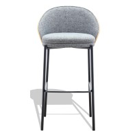 Nordic Earth stool in walnut wood and upholstered in cotton