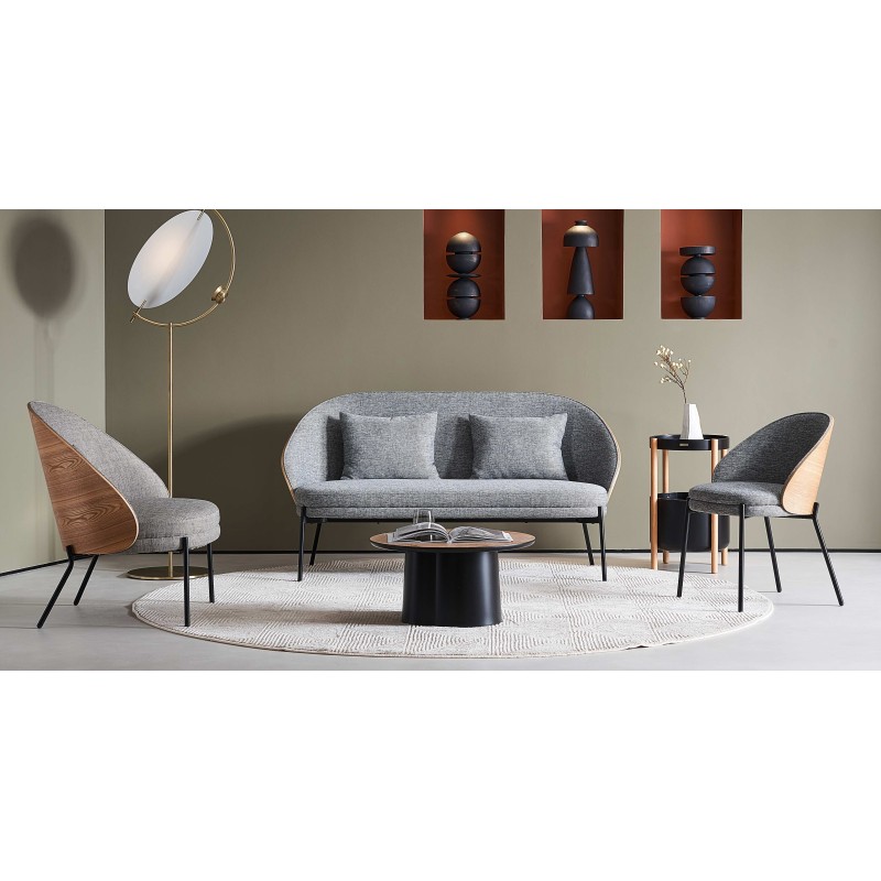 Nordic Earth sofa in walnut wood and cotton upholstery
