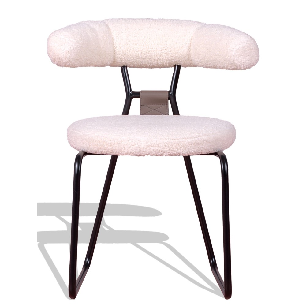 Sedia di design Oxford rivestita in bouclé