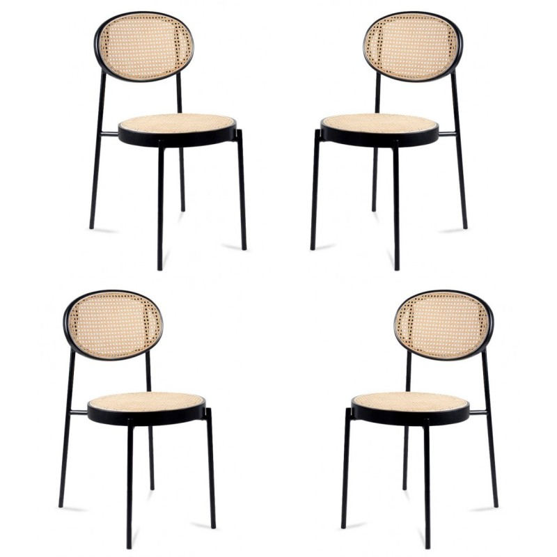 Pack of 4 Preston dining chairs in natural rattan