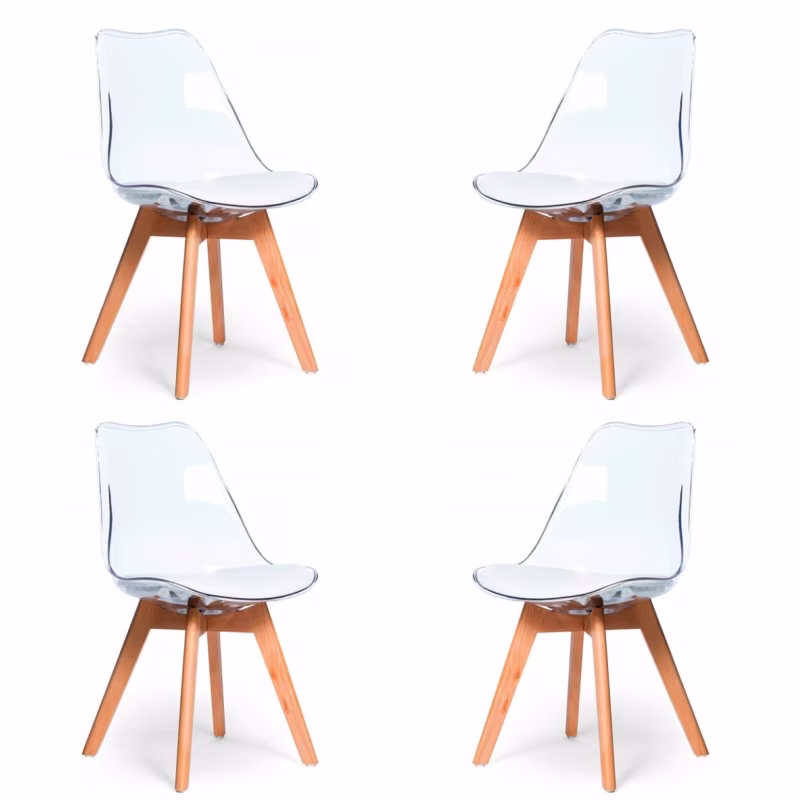 PACK 4 CHAISES VERONA TRANSPARENTES